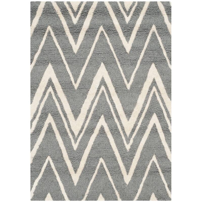SAFAVIEH Handmade Cambridge Fumiko Modern Moroccan Wool Rug - 2' x 3' - Dark Grey/Ivory