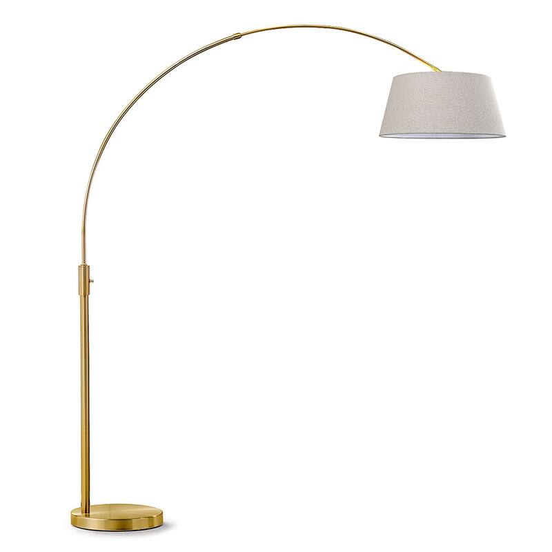Orbita 81"H LED Dimmable Retractable Arch Floor Lamp, Bulb included, Antique Brass Finish - Empire_TanShade