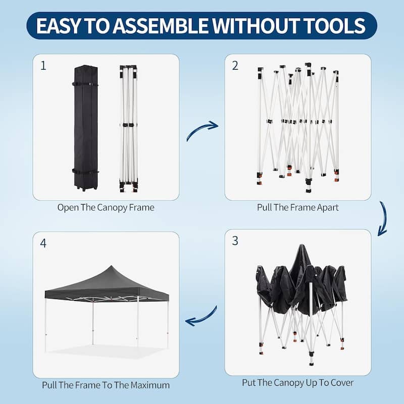 10 x 10 ft Pop Up Instant Canopy Tent, All Season Outdoor Sun Shade for Patio, Backyard, Bench, Garden - N/A