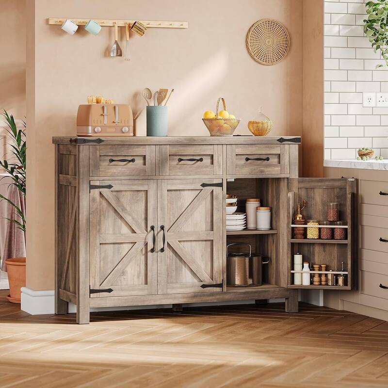 Buffet Cabinet Bar Cabinet Coffee Credenza Sideboard Barn Door Drawer