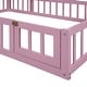preview thumbnail 74 of 88, Wooden Floor Bed wFence Railings and Detachable House Shape Headboard Platform Bed, Kids Montessori Style Playhouse Frame Bed
