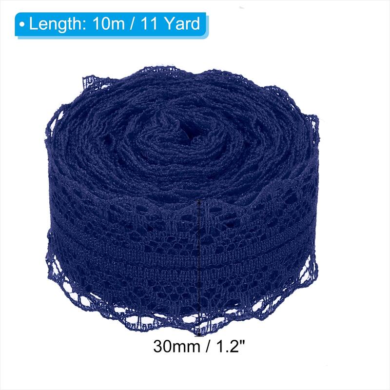 2pcs 1.2" Wide 11 Yards Lace Trim Ribbon Sewing Lace Wrapping Decor - Navy Blue