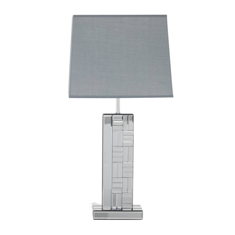 Silver Glass Mirrored Room Table Lamp