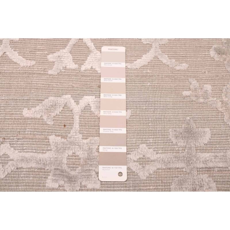 ECARPETGALLERY Hand Loomed Elysian Taupe Viscose, Wool Rug - 8'0 x 11'0
