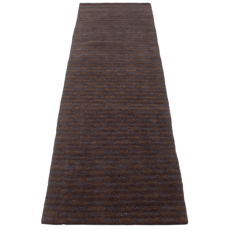 ECARPETGALLERY Hand-knotted Opulence Black, Dark Navy Wool Rug - 3'2 x 11'6