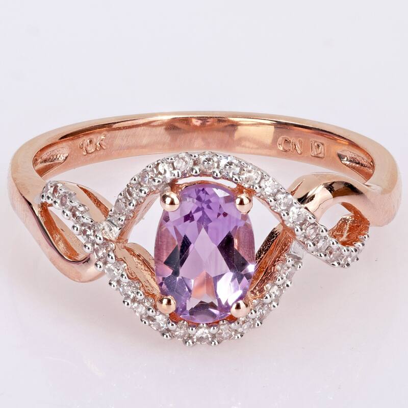 Miadora 10k Rose Gold Amethyst and 1/6ct TDW Diamond Halo Infinity Ring