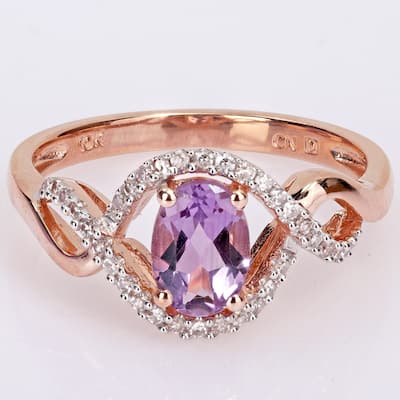 Miadora 10k Rose Gold Amethyst and 1/6ct TDW Diamond Halo Infinity Ring