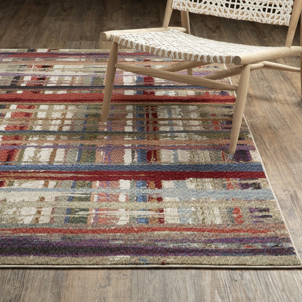 Tobias Modern Abstract Grid Multi-colored Area Rug