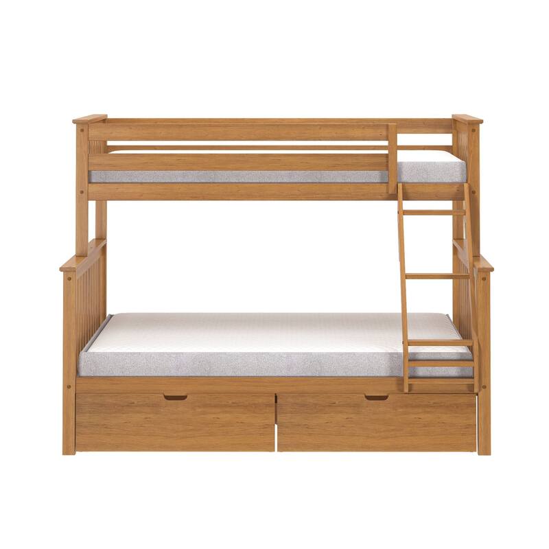 Max and Lily Twin XL over Queen Bunk Bed with Storage Drawers