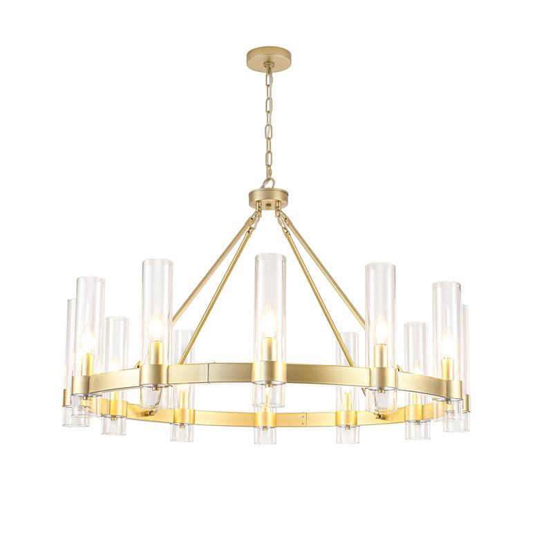 12-Light Farmhouse Wagon Wheel Chandelier