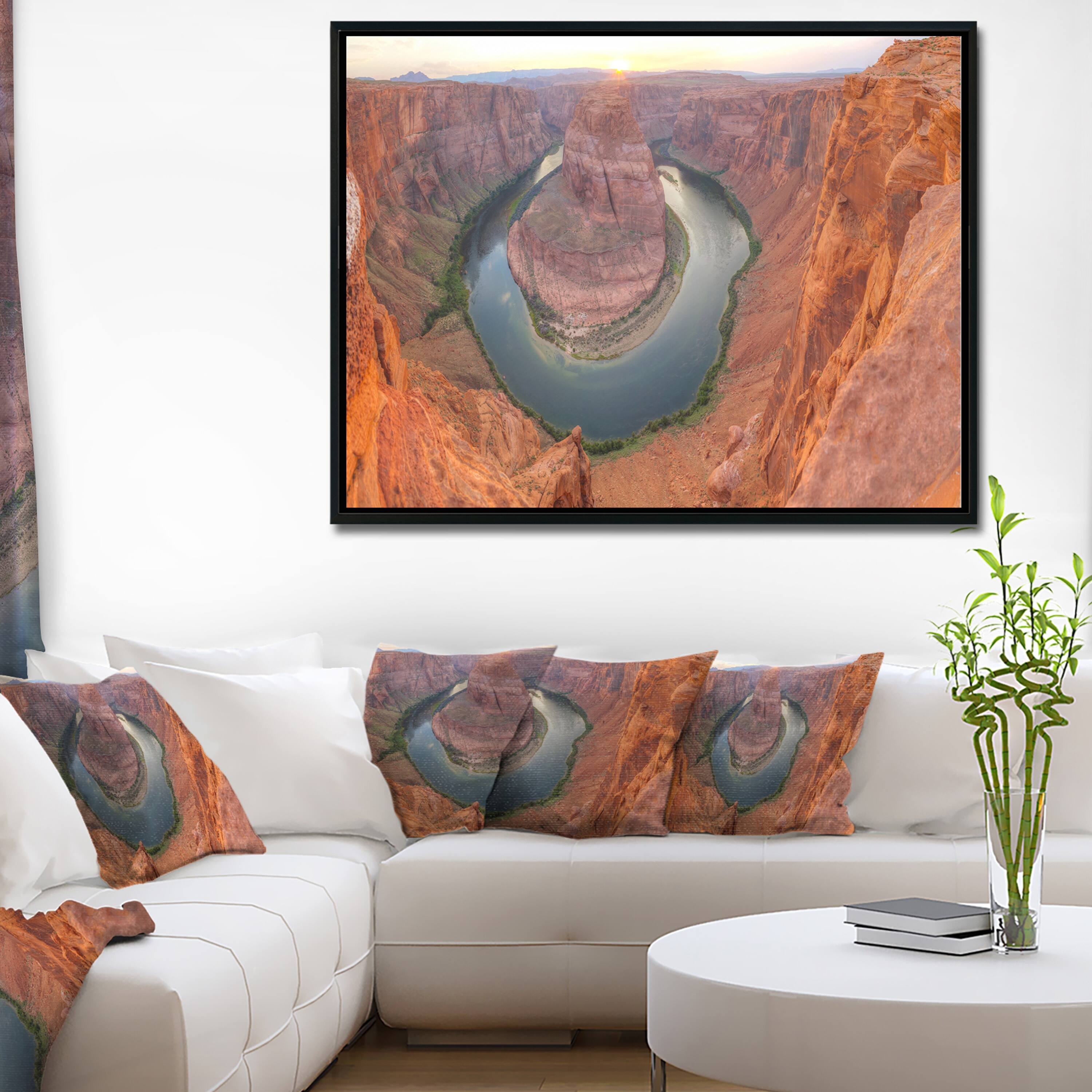 Designart "Horseshoe Bend Arizona Panorama" Landscape Framed Canvas Art