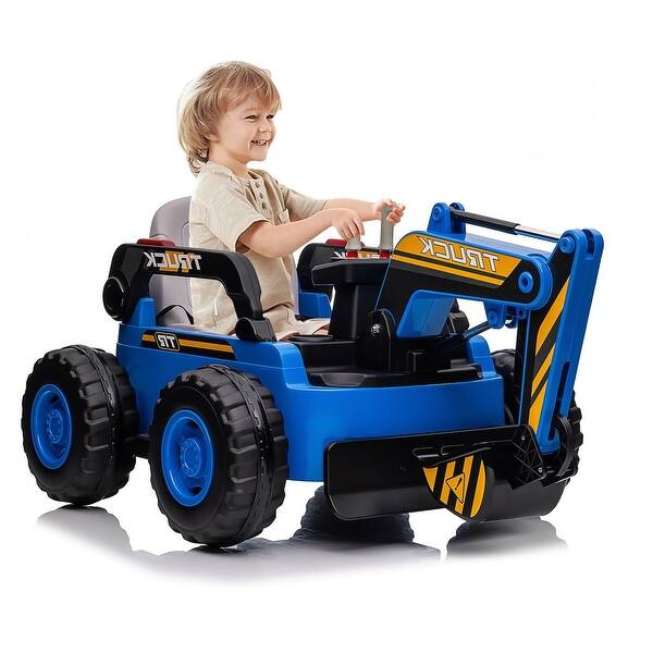 slide 2 of 21, Ride On Excavator for Kids, 4WD Electric Excavator Toy Blue