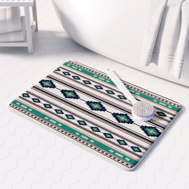 Laural Home Southwest Craze Turquoise I Memory Foam Rug