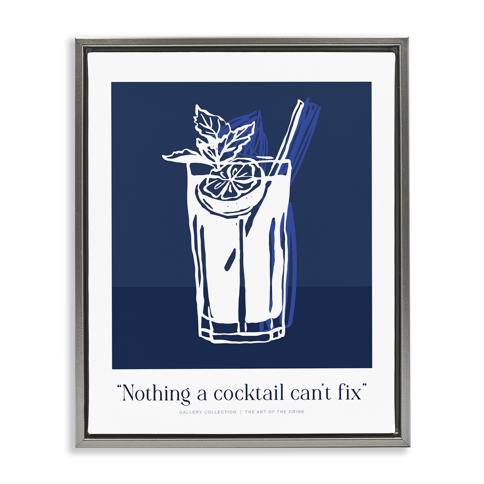 Stupell Nothing Cocktail Can't Fix Navy Framed Floater Canvas Wall Art Design By Lettered and Lined