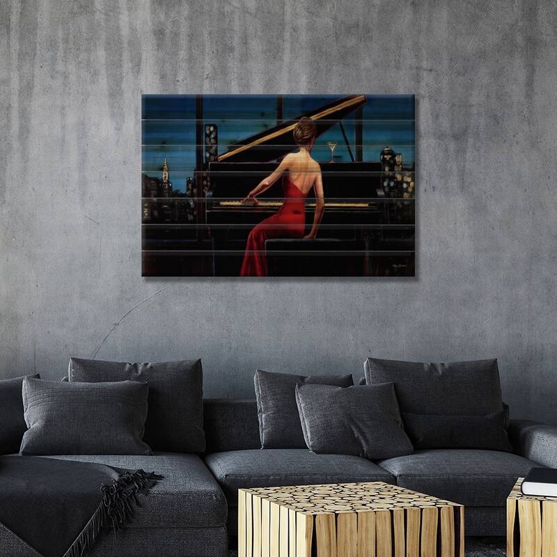 Lady in Red Print On Wood by Marco Fabiano - Multi-Color