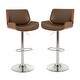 preview thumbnail 31 of 35, Glitzhome Mid-century Modern Height-adjustable Swivel Counter Bar Stool TWO BROWN