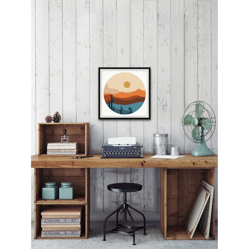 'Cactus on Cliffside' Framed Painting Print