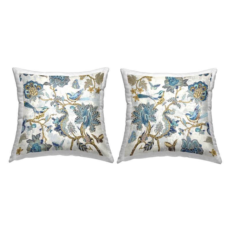 Stupell Detailed Paisley Patterned Florals Printed Throw Pillow Design by Reneé Campbell (Set of 2)