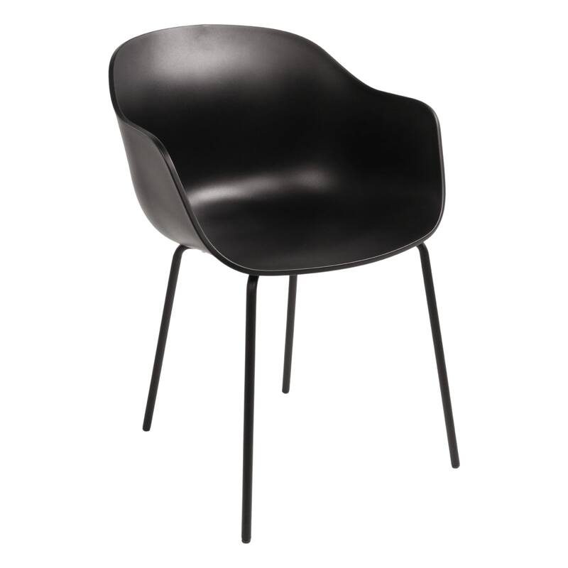 Furnish Theory Curve-K ML Indoor/Outdoor Dining Armchairs Arm Chairs w Polypropylene Shell & Powder-Coated Steel Legs (Set of 2)