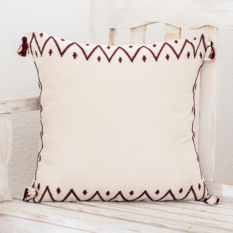 Novica Handmade Zig Zag Silhouette Cotton Throw Pillow Cover