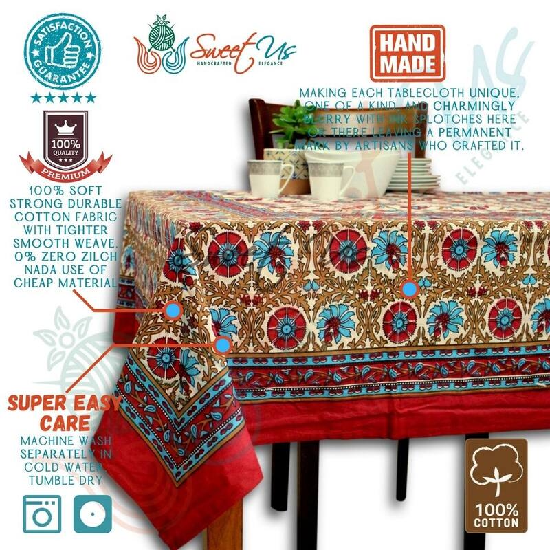 Cotton Floral Tablecloth Rectangle Dining Linen Collection