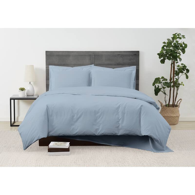 Cannon Classic Cotton Solid Percale Duvet Cover Set