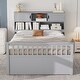 preview thumbnail 13 of 15, Full Size Captain Platform Bed Frame with Storage Bookcases and Shelves, Four Drawers,White