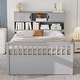 preview thumbnail 46 of 52, Full Size Storage Platform Bed Captain Bed with 4 Drawers and Storage Headboard, Wood Slats Support No Box Spring Needed