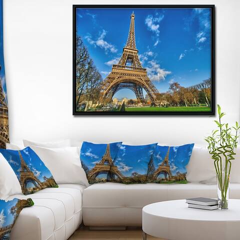 Designart 'Beautiful Winter Day in Paris' Extra Large Framed Canvas Art Print