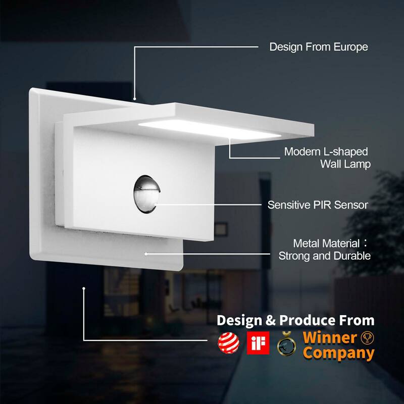 Inowel Wall Light Outdoor LED PIR Sensor Sconce IP54 10W 680Lm