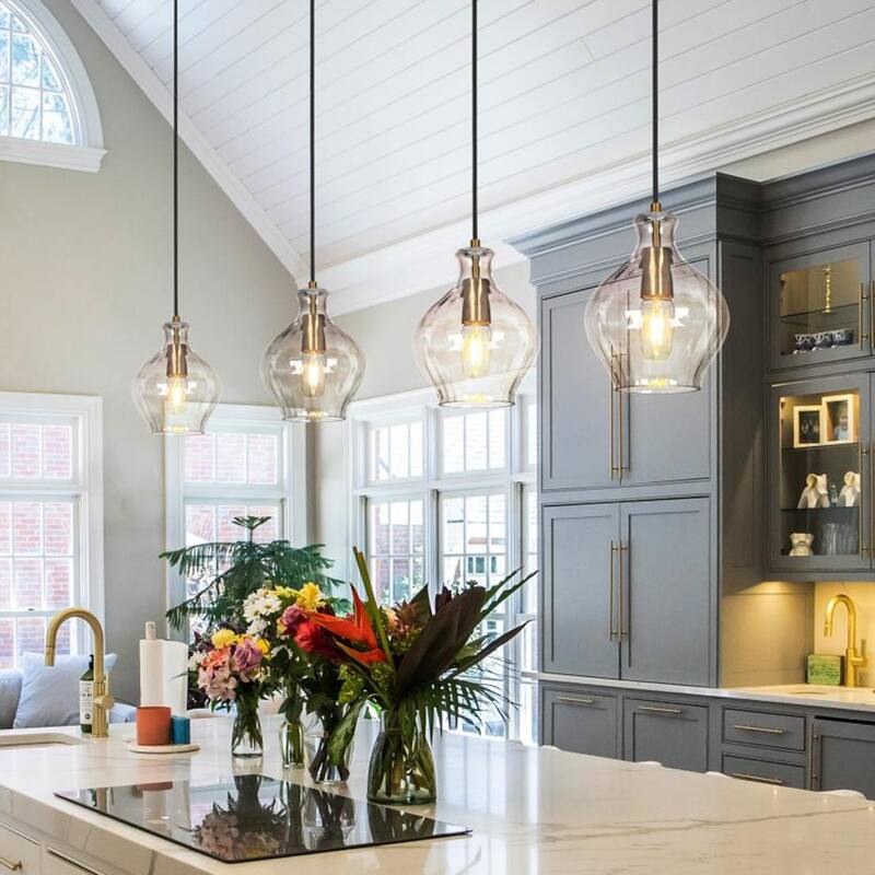 Coria Modern Glam Mini Pendant Light 1-Light Chic Dimmable Kitchen Island Lamp Fluted Glass Dining Room - D 6.7" x H 9.5"