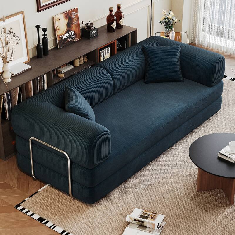 78.8" Convertible Floor Sofa Bed, Corduroy Folding Mattress Sofa Couch for Small Spaces ,No Assembly