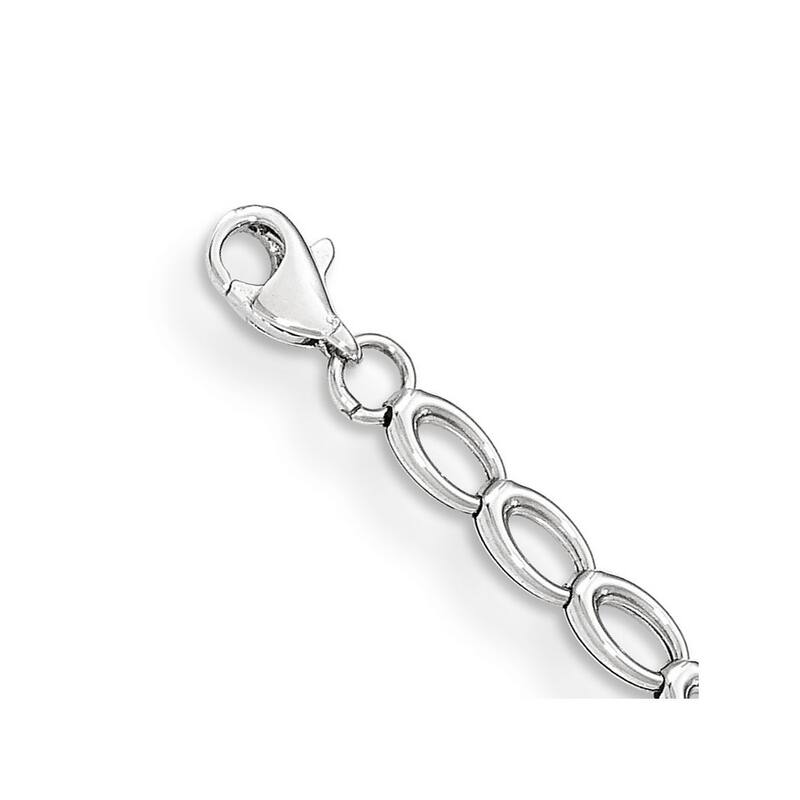 Curata 14k White Gold Hollow Fancy Lobster Closure Polished Open Link Bracelet 7.5 Inch