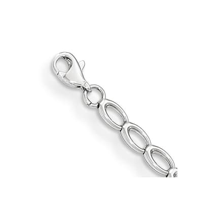 Curata 14k White Gold Hollow Fancy Lobster Closure Polished Open Link Bracelet 7.5 Inch