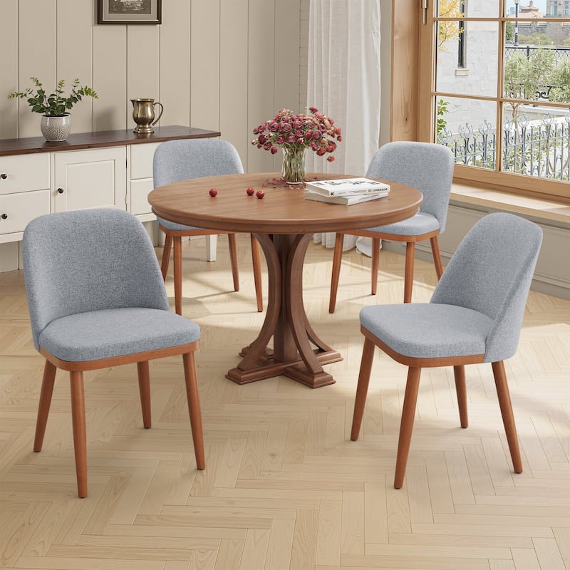 Crestlive Products Upholstered Wood Dining Chairs with Wood Legs