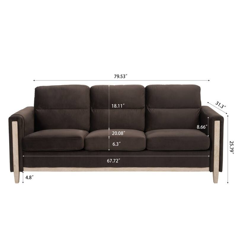 79.5"Solid Wood Three-Seater Sofa for Living Room