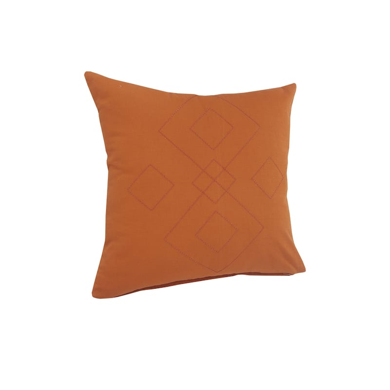 HomeRoots 20" X 20" Orange And Dark Orange 100% Cotton Diamond Zippered Pillow