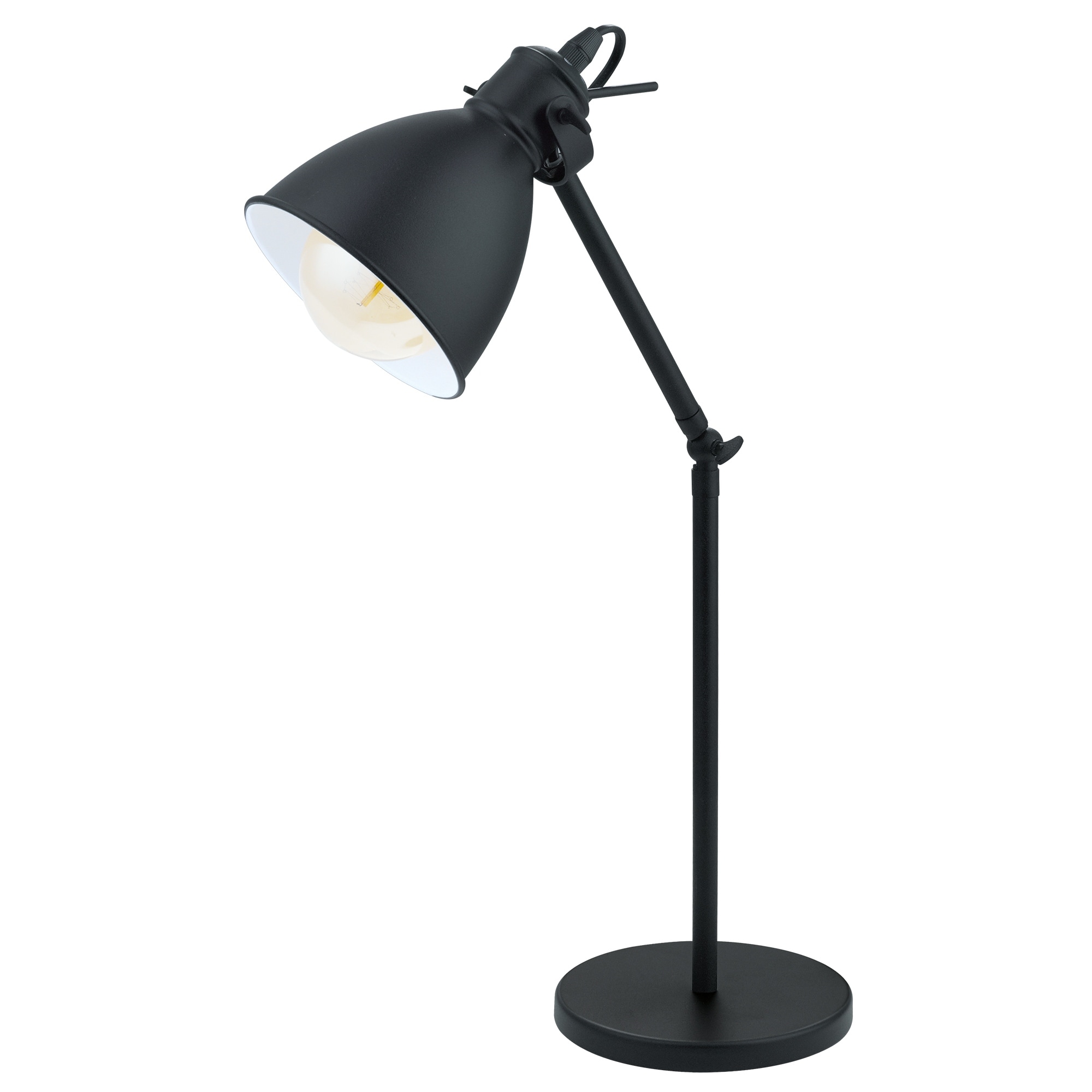 Eglo Priddy 1-Light Black Desk Lamp with Black Exterior White Interior