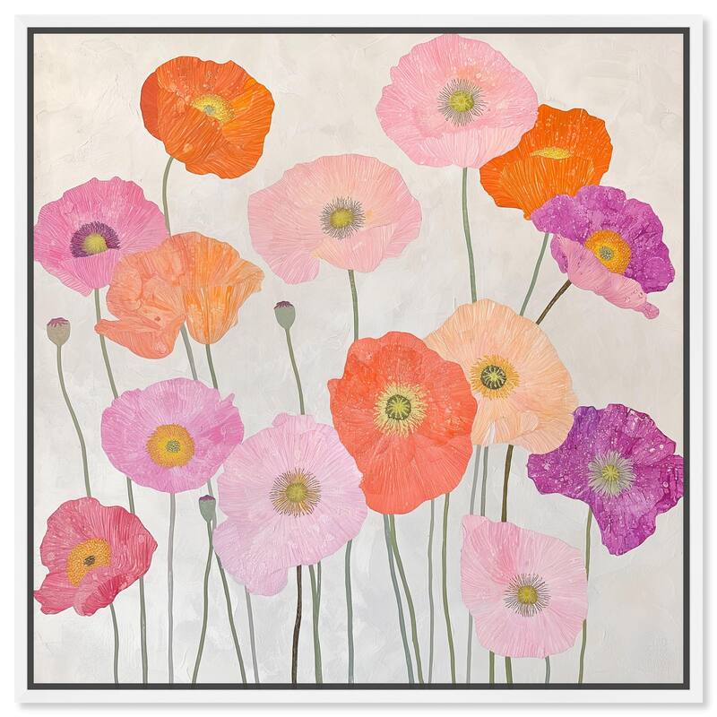 Sunset Poppy Chorus I Canvas by Art Remedy - White - 12" x 12"