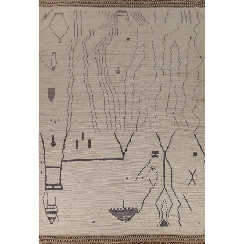 All-Over Abstract Moroccan Palace Size Area Rug Handmade Wool Carpet - 12'2"x 15'5"