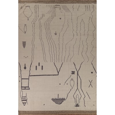All-Over Abstract Moroccan Palace Size Area Rug Handmade Wool Carpet - 12'2"x 15'5"