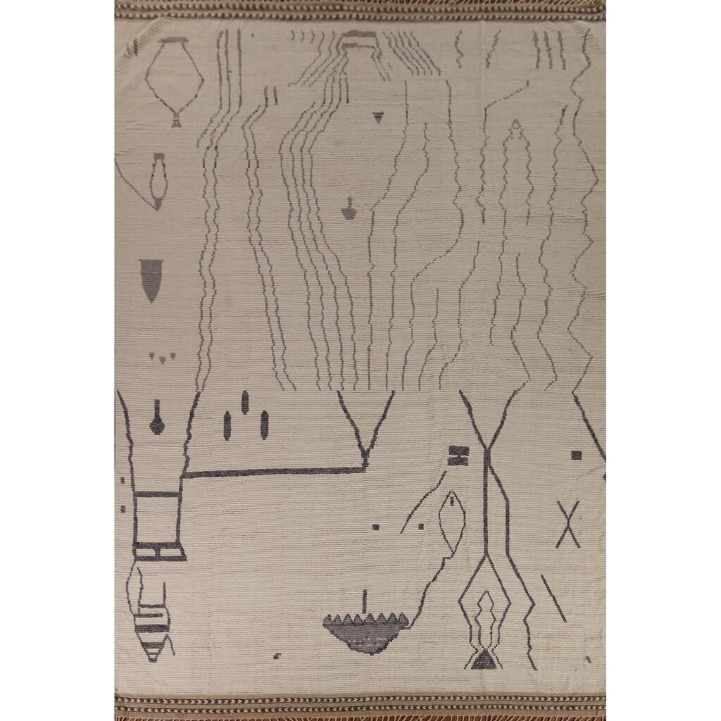 All-Over Abstract Moroccan Palace Size Area Rug Handmade Wool Carpet - 12'2"x 15'5"