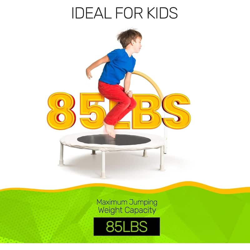 36 Inch Kids Bouncer Trampoline with Handlebar - Indoor Outdoor Toddler Mini Trampoline for Active Play