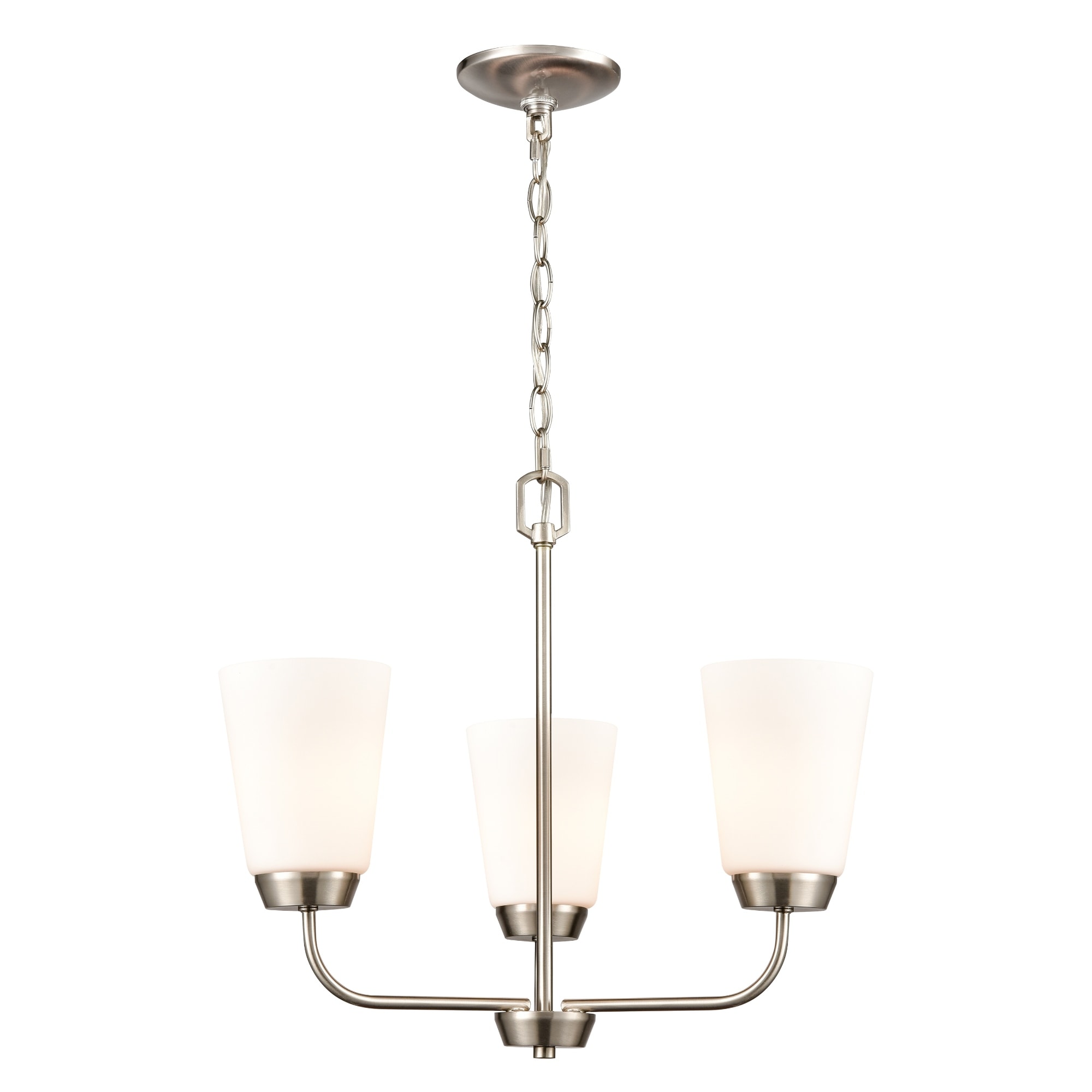 3-Light Curved Arms Ceiling Chandelier - 19" - Brushed Nickel