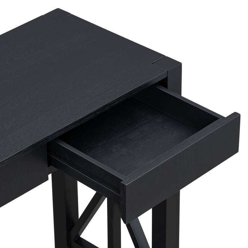 60-Inch Acacia Veneer Entryway Table – 4 Drawers, Crisscross Legs & Open Shelf Storage‌