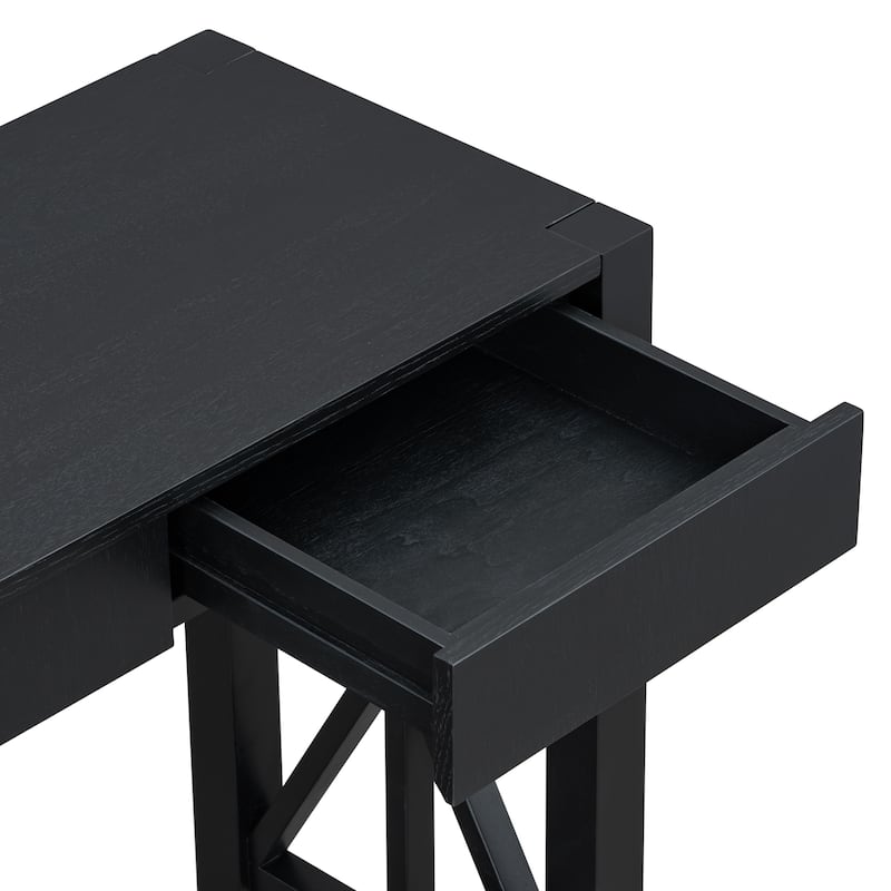 Modern Long Console Table with 4 Drawers, Crisscross Design Narrow Sofa Table, Entryway Display Table