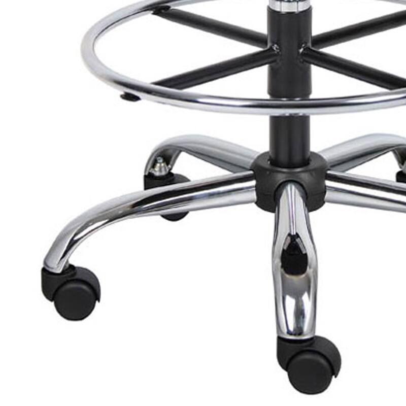 Fea Medical Drafting Stool, Round Beige Vinyl, Chrome Footring