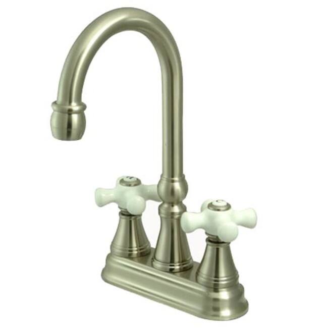 Kingston Brass Governor Centerset Bar Faucet with Porcelain Cross