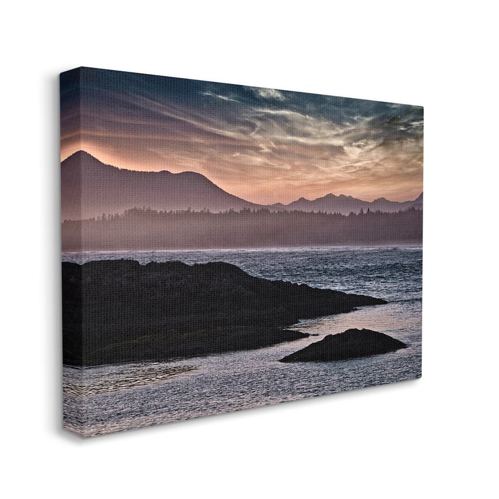 Stupell Mountain Edge Lake Landscape Blue Rippled Water Canvas Wall Art - Purple