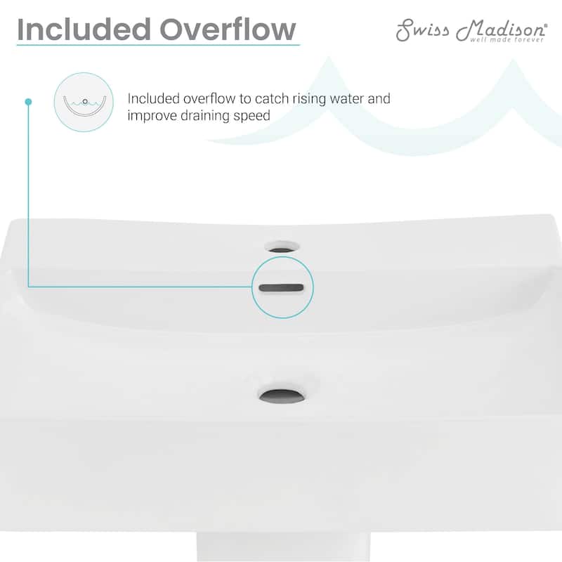 Bastille Square Two-Piece Pedestal Sink - 23.65" x 16.55" 33.05"